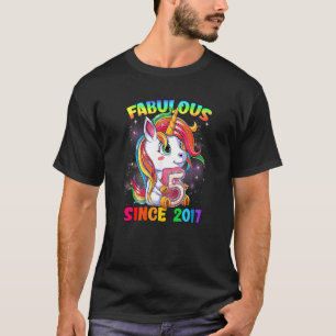 Camiseta 5 de aniversário de 5 anos Garota Unicórnio Fabulo