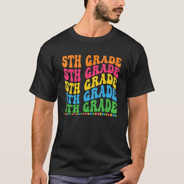 Camiseta 5 de ano de volta à escola Professores Homens Mulh (Frente)