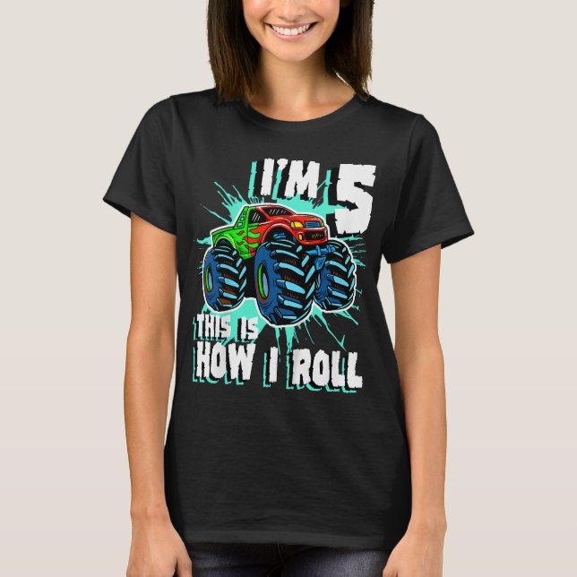 Camiseta 5 de Festa de aniversário de Monstro de 5 Anos (Frente)