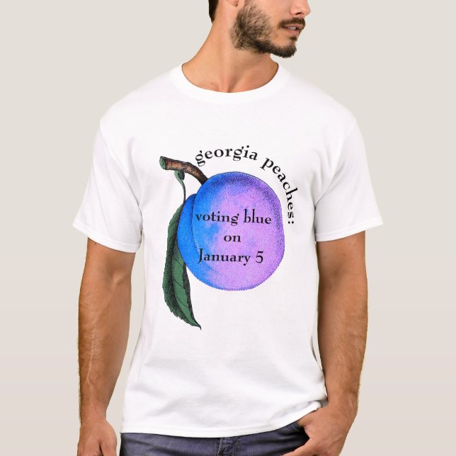 Camiseta 5 de janeiro de pêssego azul (Frente)