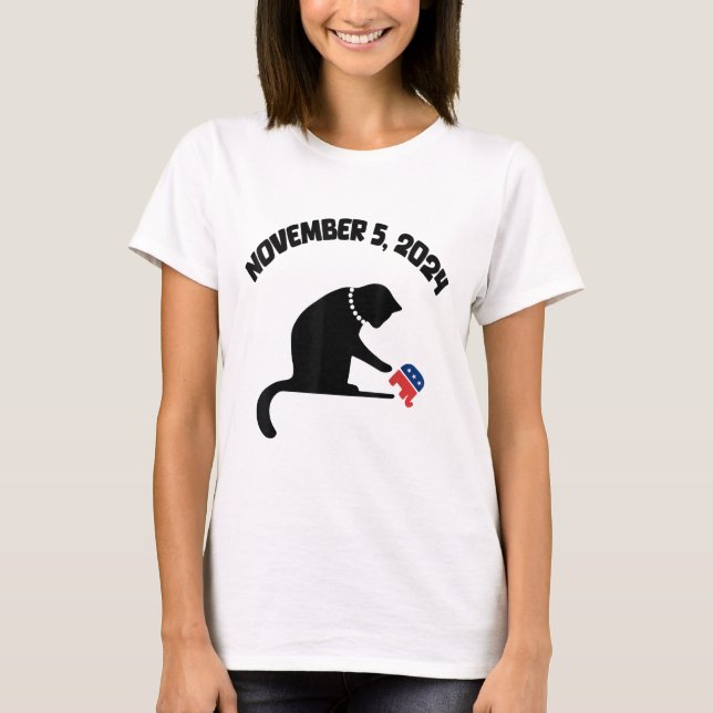 Camiseta 5 De Novembro De 2024, Gatos Para Mulheres De Gato (Frente)