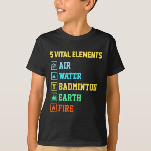 Camiseta 5 Elementos Vitais Ar Água Badminton Terra Fogo Sh