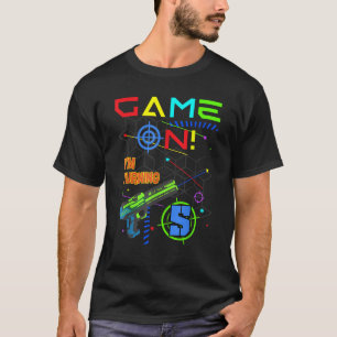 Camiseta 5 Festa de aniversário Laser Tag 5 Anos Engraçado 