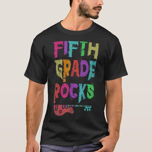 Camiseta 5 Grade Rocks Estudante Professora Montando Quinto (Frente)