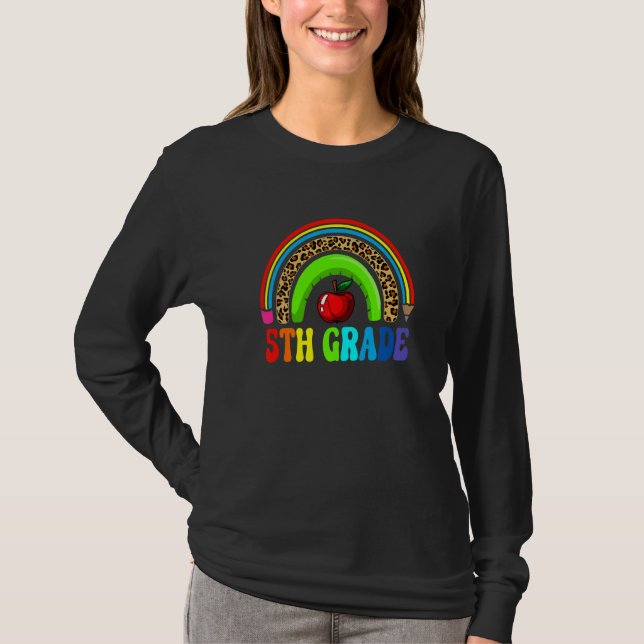 Camiseta 5 Grau Grau Grafo Leopard Rainbow Squad Kids Profe (Frente)