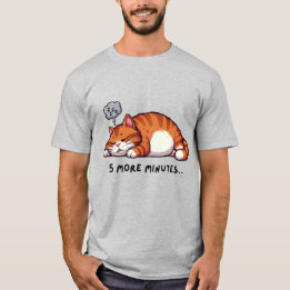 Camiseta 5 Minutos Mais de Sono Gato Laranja Tabby Sonolent
