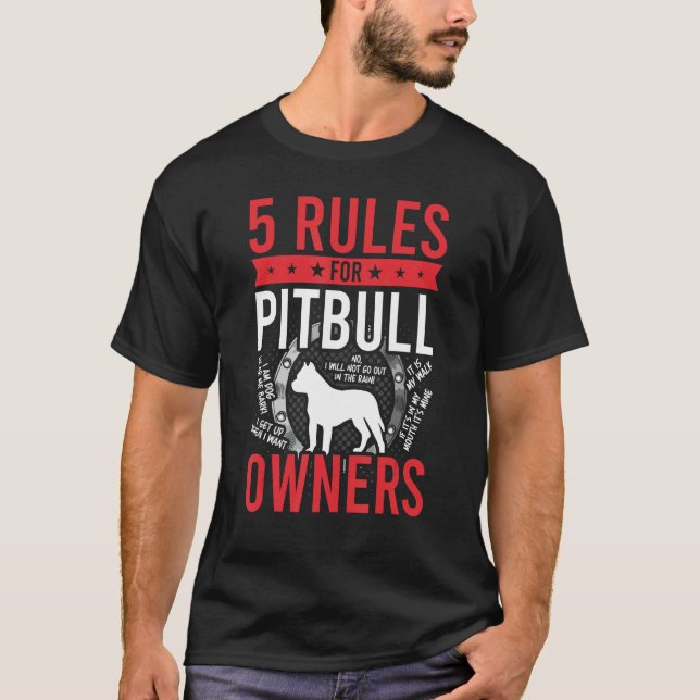 Camiseta 5 Regras para Amantes de Cães Pitbull (Frente)