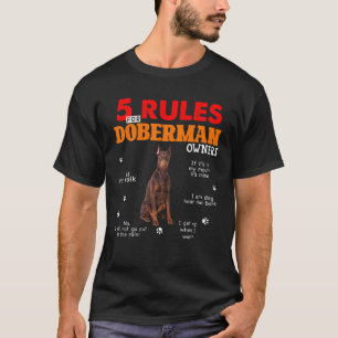 Camiseta 5 Regras Para Os Proprietários De Doberman Pinsch