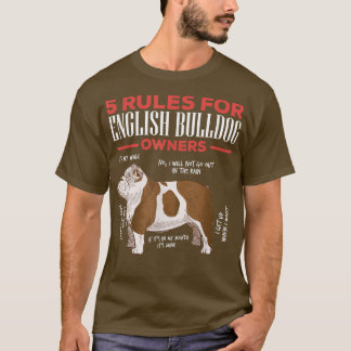 Camiseta 5 Regras Para Proprietários De Bulldog Inglês