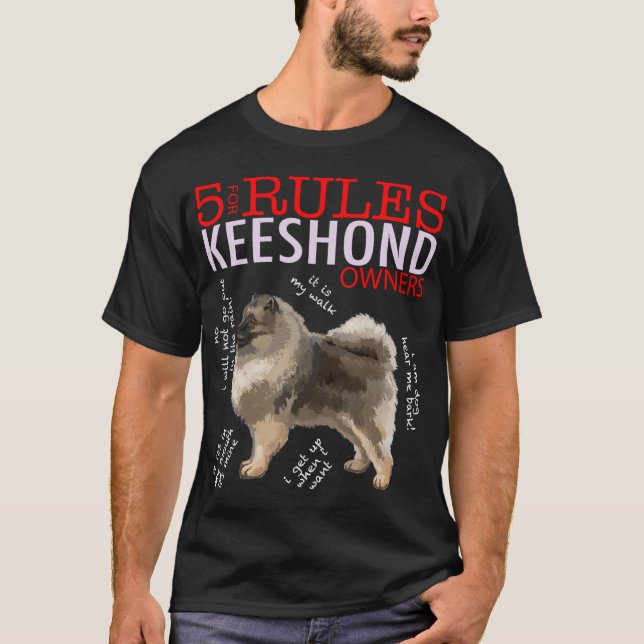 Camiseta 5 Regras para proprietários de Keeshond Tshi de ca (Frente)
