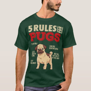 Camiseta 5 Regras para Pugs Presente engraçado para amantes