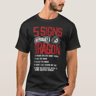 Camiseta 5 Sinais que provavelmente sou um Dragão