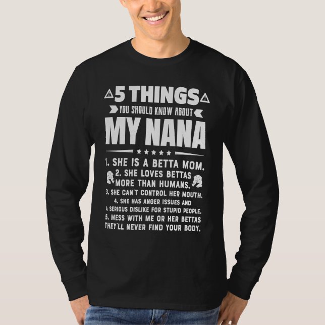 Camiseta 5 Things You Should Know About My Betta Mom Grandm (Frente)
