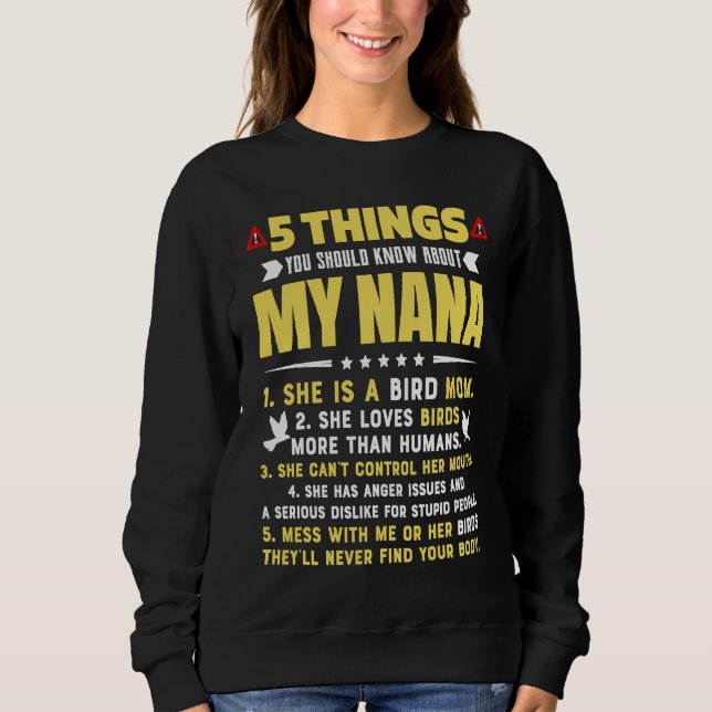 Camiseta 5 Things You Should Know About My Bird Mom Grandma (Frente)