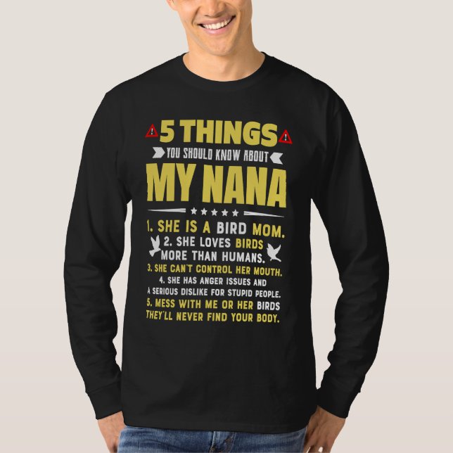 Camiseta 5 Things You Should Know About My Bird Mom Grandma (Frente)