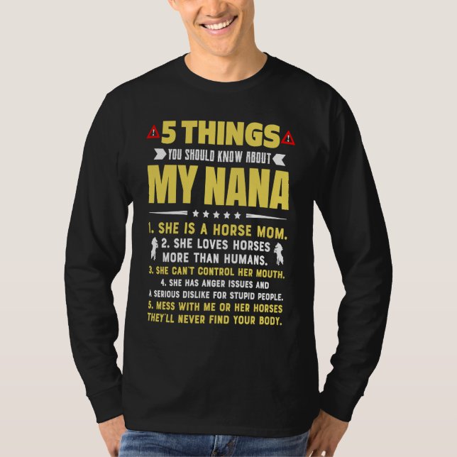 Camiseta 5 Things You Should Know About My Horse Mom Grandm (Frente)