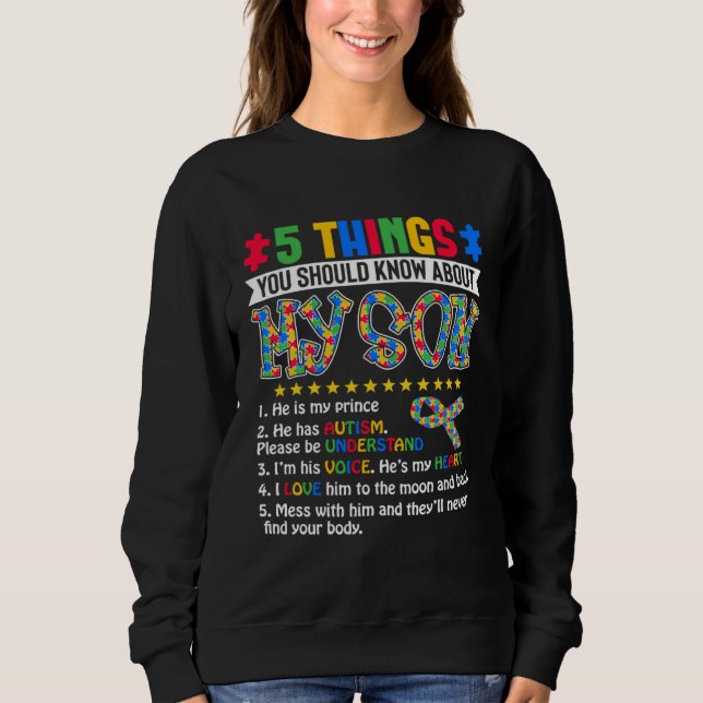 Camiseta 5 Things You Should Know About My Son Autism Aware (Frente)