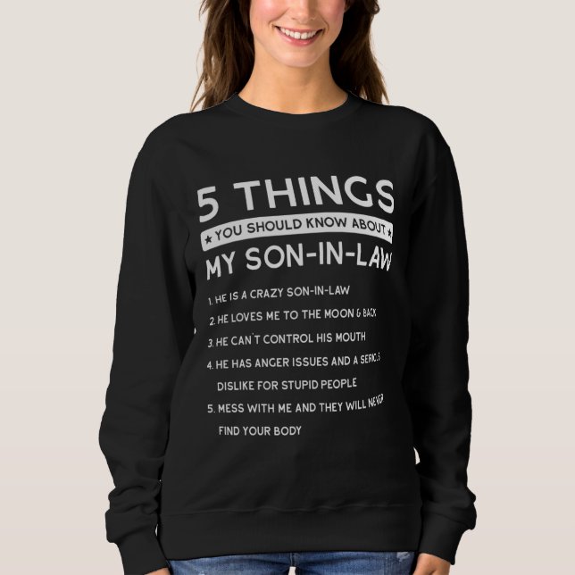 Camiseta 5 Things You Should Know About My Son in law Sayin (Frente)