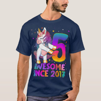 Camiseta 5 Years Old Unicorn Flossing 5th Birthday Girl Uni