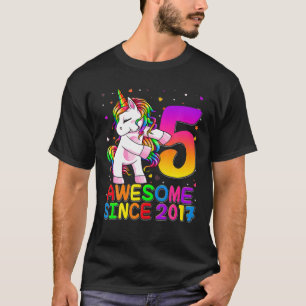 Camiseta 5 Years Old Unicorn Flossing 5Th Birthday Girl Uni