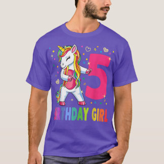 Camiseta 5 Years Old Unicorn Flossing 5th Birthday Girl Uni