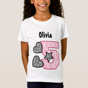 Camiseta 5o A zebra do aniversário listra V02B de cinco