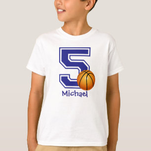 Camiseta 5o Basquetebol do menino do aniversário