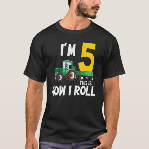Camiseta 5th Birthday Boy 5 Year Old Farm Truck Tractor Par