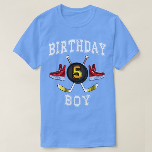 Camiseta 5th Birthday Boy Ice Hockey 5 years old kid (Frente do Design)
