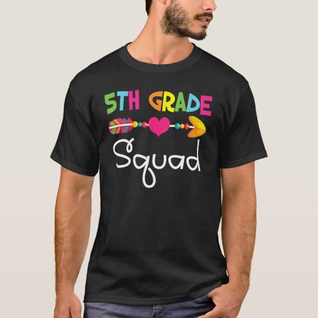 Camiseta 5th Fifth Grade Squad Back To School Teacher Stude (Frente)