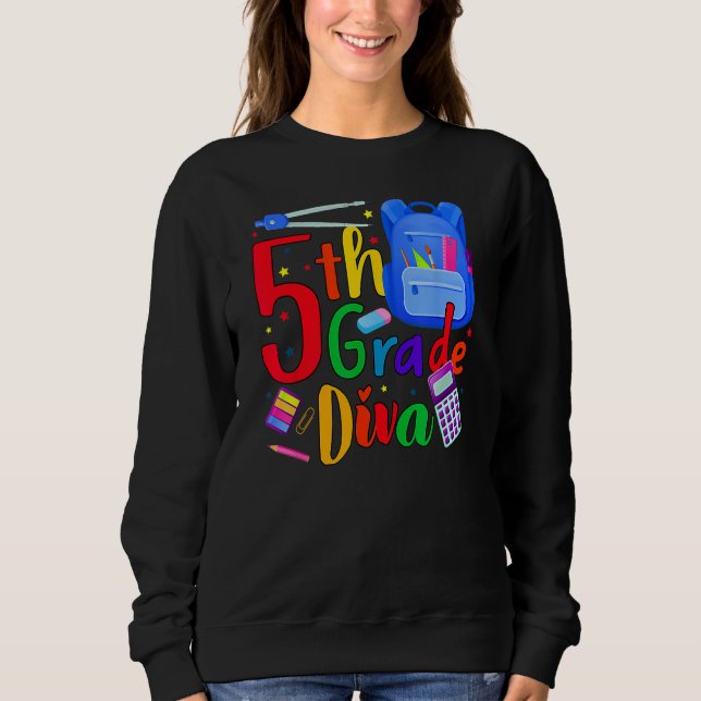 Camiseta 5th Grade Fifth Grader Rocks Back To School Diva (Frente)