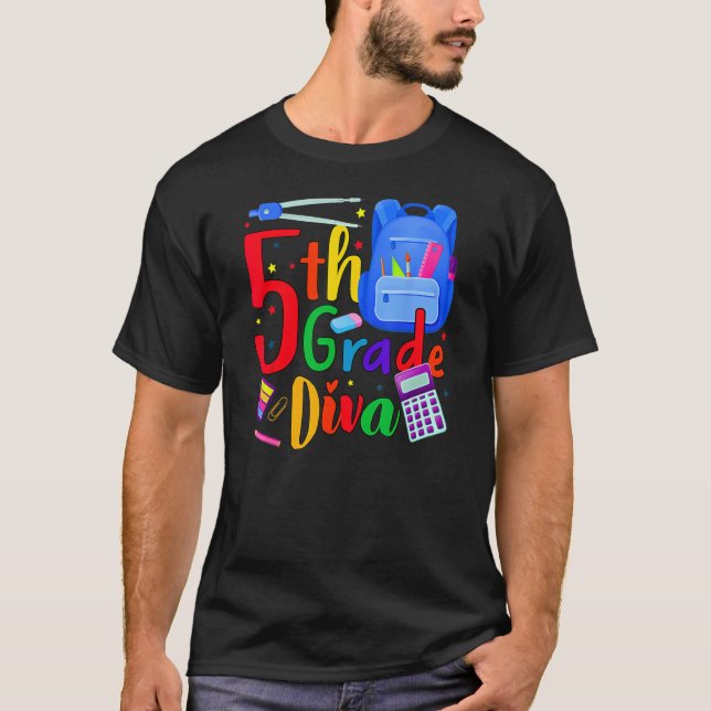 Camiseta 5th Grade Fifth Grader Rocks Back To School Diva (Frente)