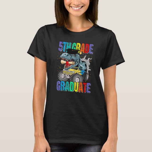 Camiseta 5th Grade Graduate Monster Truck Dinosaur Graduati (Frente)