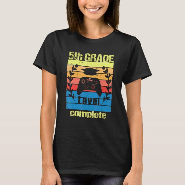 Camiseta 5th Grade Level Complete  Graduation Video Gamer (Frente)