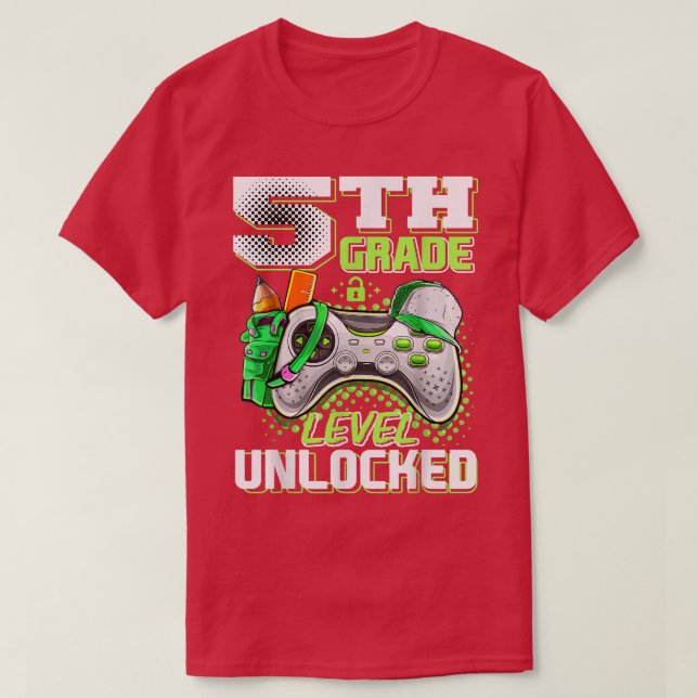 Camiseta 5th Grade Level Unlocked Funny Back To School Vide (Frente do Design)