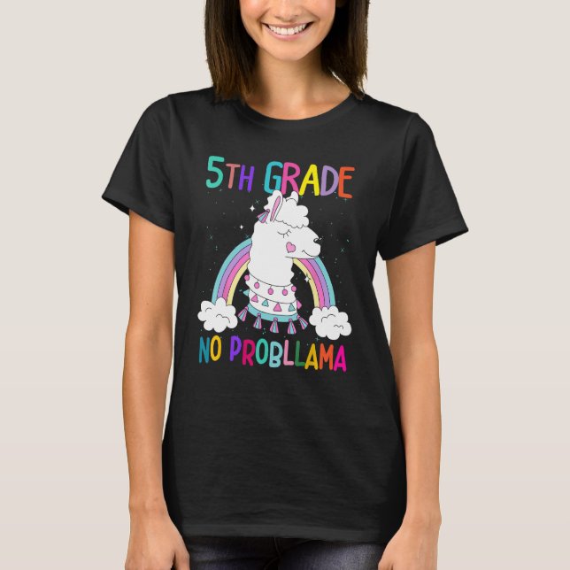 Camiseta 5th Grade No Prob Llama First Day Of School Teache (Frente)