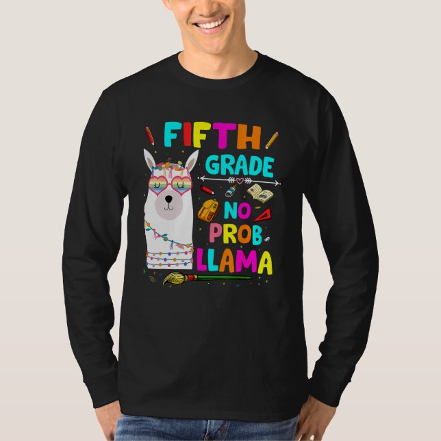 Camiseta 5th Grade No Prob Llama Teacher Student First Day  (Frente)