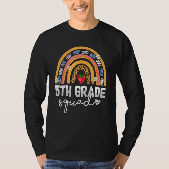 Camiseta 5th Grade Squad Rainbow Leopard Print Team Back to (Frente)