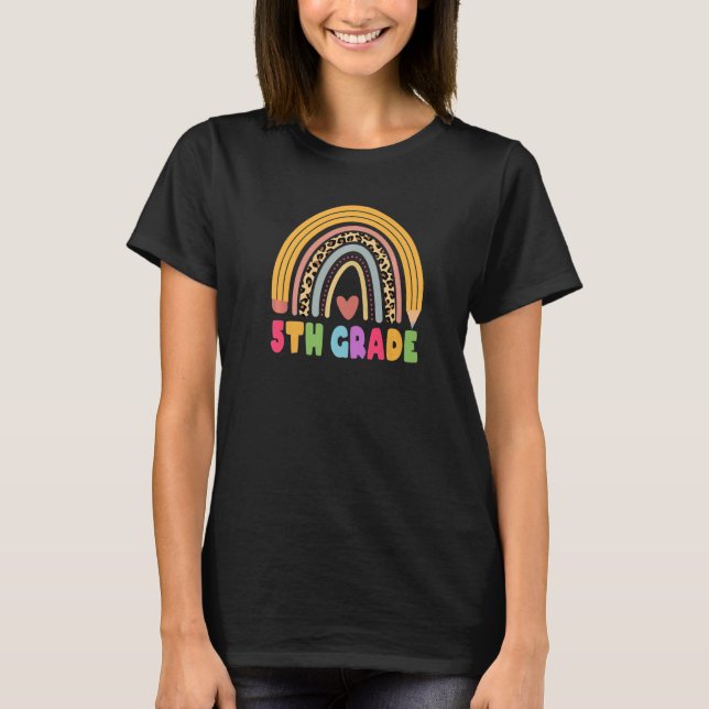 Camiseta 5th Grade Teacher Student Boho Rainbow Back To Sch (Frente)