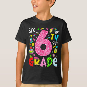 Camiseta 6º sexta série retro colorido de volta às aulas