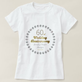 Camiseta 60ª Tipografia Dourada do Casamento de Diamante