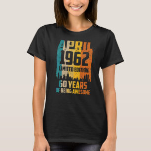 Camiseta 60º Aniversário 60 Anos Incrível Desde Abril De 19