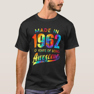 Camiseta 60º Aniversário, 60 Anos, Tie Dye 1962, Feita Awes