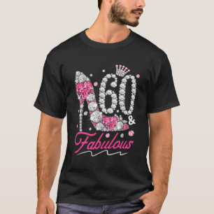 Camiseta 60º aniversário 60 Fabuloso Diamon Rosa 60 Anos