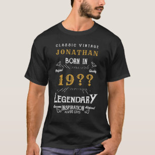 Camiseta 60º Aniversário Adicione Nome Ano Legendário Preto