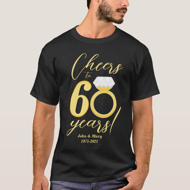 Camiseta 60º Aniversário Alegra-se a 60 Anos de Casamento D (Frente)