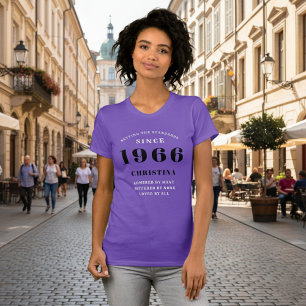 Camiseta 60º Aniversário de 1966 Mulheres Roxas Personaliza
