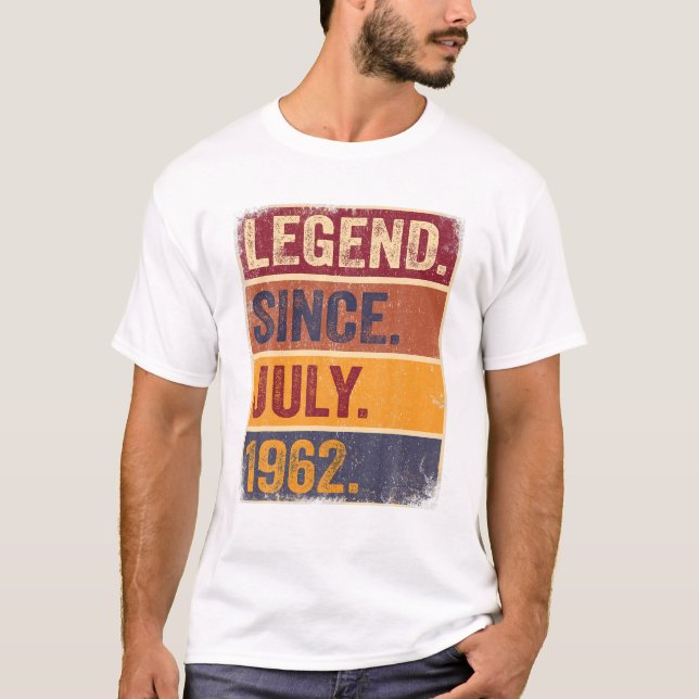 Camiseta 60º aniversário Nascer De Julho De 60 Anos Legenda (Frente)