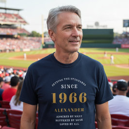 Camiseta 60º aniversário personalizado 1966 Nome Azul Doura