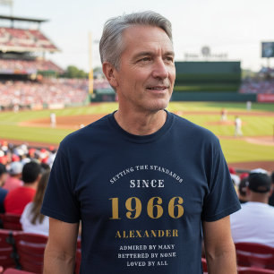 Camiseta 60º aniversário personalizado 1966 Nome Azul Doura